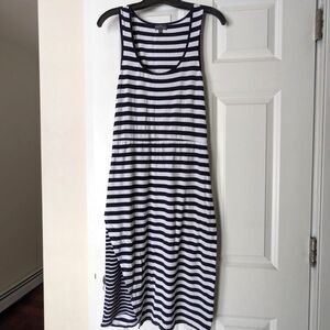 Stripe Dress Small | Sleeveless Asymmetrical | Coastal Preppy Nautical Summer